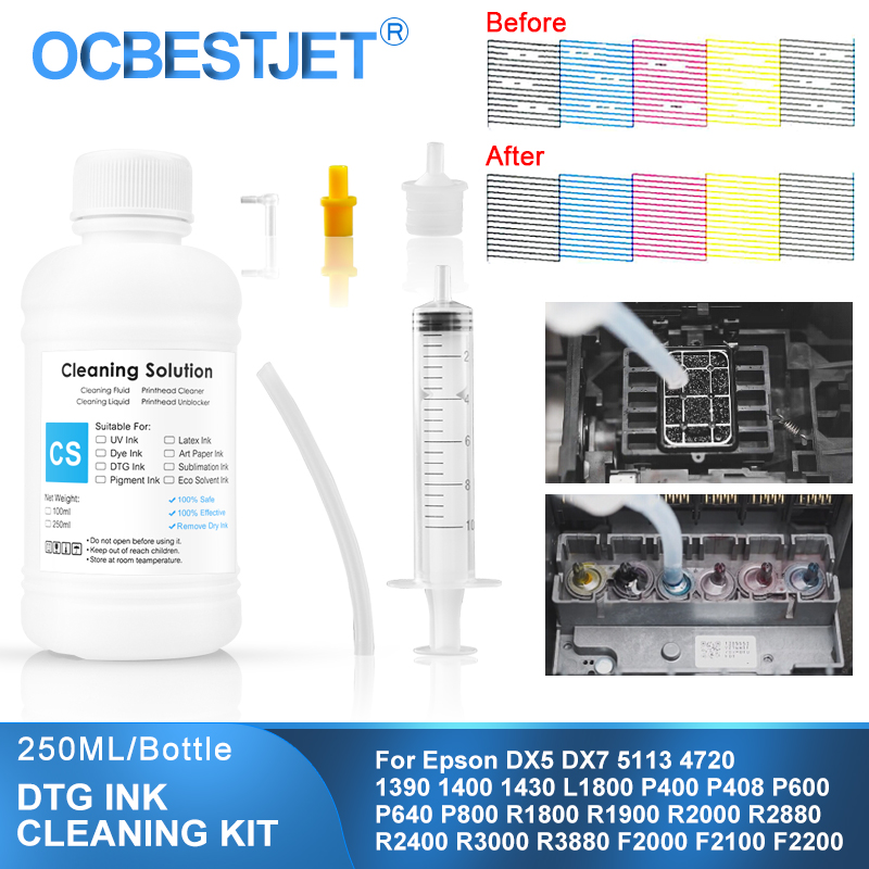 Print Head Cleaning Kit - 250ML DTG 청소 솔루션 섬유 잉크